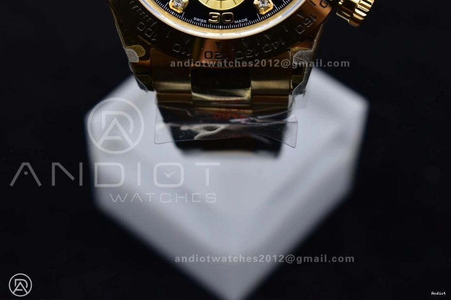 1:1 Bracelet QF Dial Edition 116508 Black Best Daytona on Diamonds YG V2 SH4130 1122